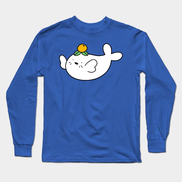 Orange Fruit Harp Seal Long Sleeve T-Shirt by saradaboru